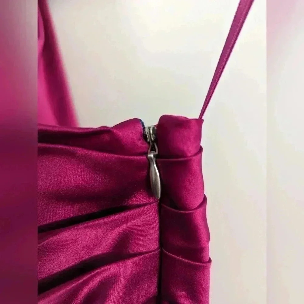 NWT Express Colorblock Ruched Bodycon One Shoulder Mini Dress, Pink and Blue - Picture 4 of 6